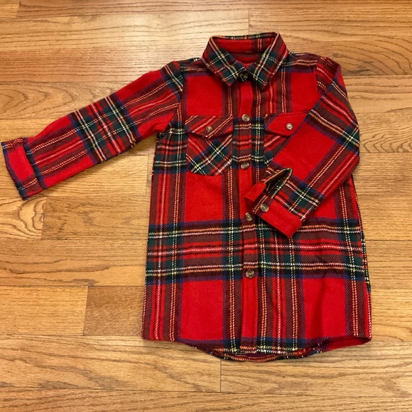 Boys Red Plaid Thick Button Down Flannel/Wool Like Jacket Shirt / Size 6 / NWOT - Picture 3 of 9